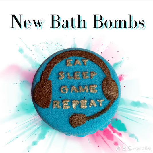 Eat sleep game repeat bath bomb